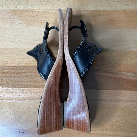 Jack Rogers Demi Wedges Size 6 M Black Leather Wom - Picture 3 of 8